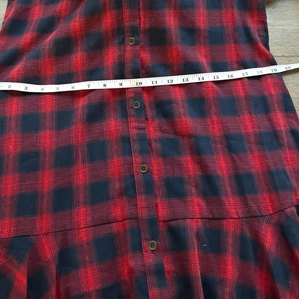 Promesa,Promenade,USA,Red Navy Plaid Cotton Button-Front Flare Midi Dress,Size L - Picture 12 of 14
